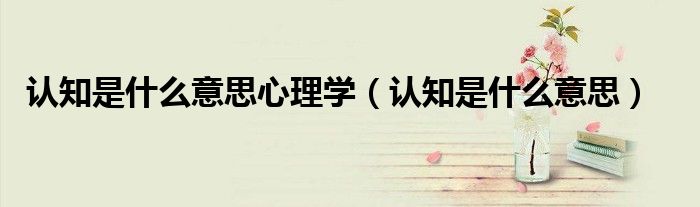 认知是什么意思心理学(认知是什么意思)