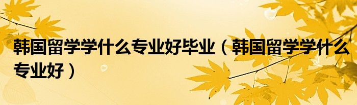 韩国留学学什么专业好毕业(韩国留学学什么专业好)