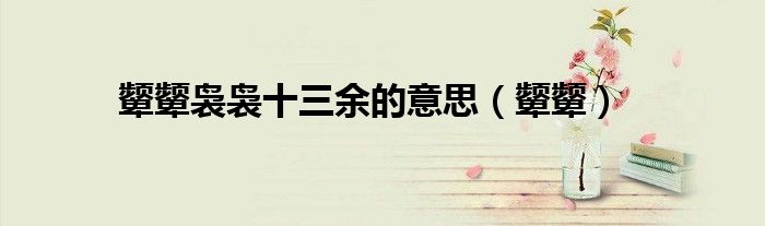 颦颦袅袅十三余的意思(颦颦)