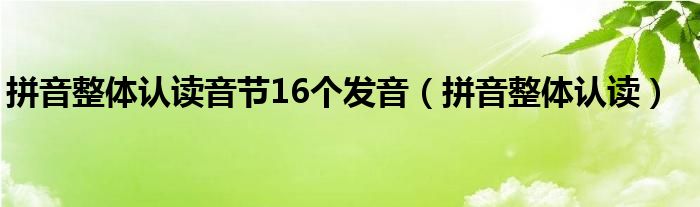 拼音整体认读音节16个发音(拼音整体认读)