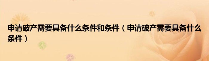 申请破产需要具备什么条件和条件(申请破产需要具备什么条件)