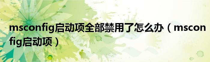 msconfig启动项全部禁用了怎么办(msconfig启动项)