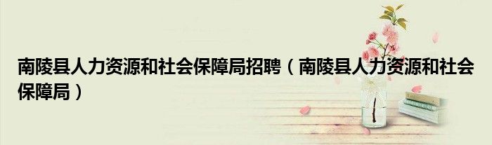 南陵县人力资源和社会保障局招聘(南陵县人力资源和社会保障局)