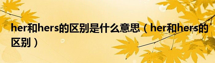 her和hers的区别是什么意思(her和hers的区别)