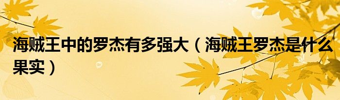 海贼王中的罗杰有多强大(海贼王罗杰是什么果实)