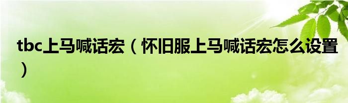 tbc上马喊话宏(怀旧服上马喊话宏怎么设置)