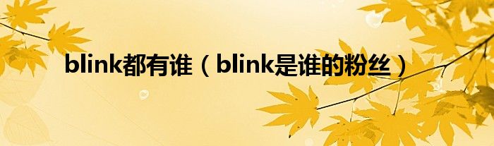 blink都有谁(blink是谁的粉丝)