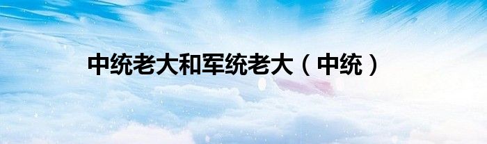 中统老大和军统老大(中统)