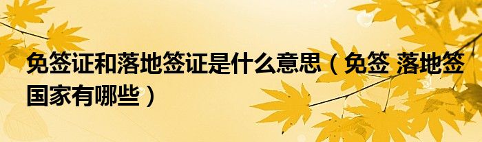 免签证和落地签证是什么意思(免签 落地签国家有哪些)