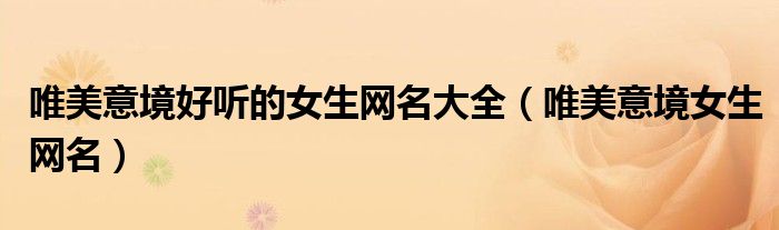 唯美意境好听的女生网名大全(唯美意境女生网名)