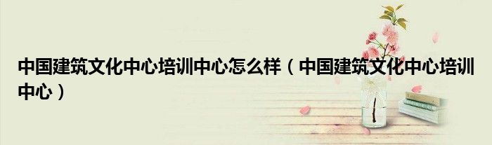 中国建筑文化中心培训中心怎么样(中国建筑文化中心培训中心)