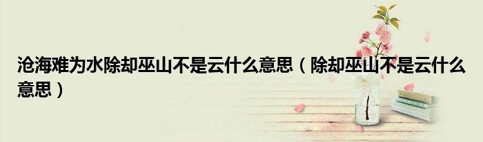 沧海难为水除却巫山不是云什么意思(除却巫山不是云什么意思)