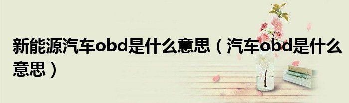 新能源汽车obd是什么意思(汽车obd是什么意思)