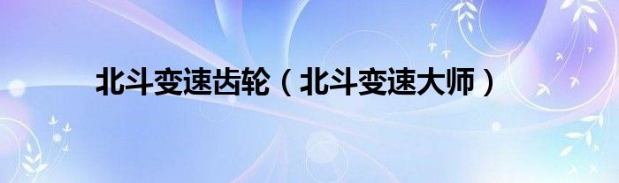 北斗变速齿轮(北斗变速大师)