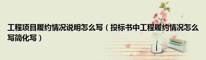 工程项目履约情况说明怎么写(投标书中工程履约情况怎么写简化写)