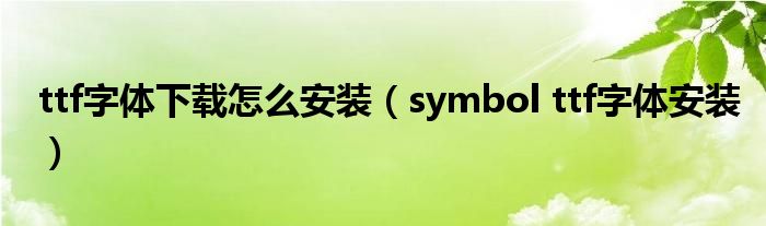 ttf字体下载怎么安装(symbol ttf字体安装)