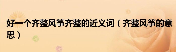 好一个齐整风筝齐整的近义词(齐整风筝的意思)