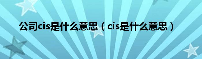 公司cis是什么意思(cis是什么意思)