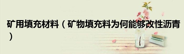 矿用填充材料(矿物填充料为何能够改性沥青)