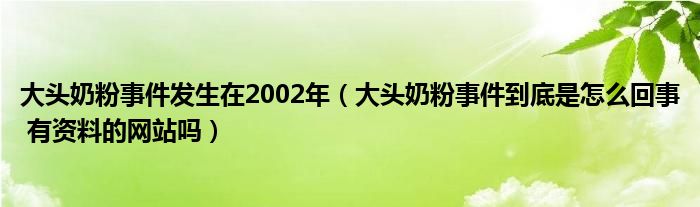 大头奶粉事件发生在2002年(大头奶粉事件到底是怎么回事 有资料的网站吗)