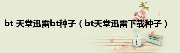 bt 天堂迅雷bt种子(bt天堂迅雷下载种子)