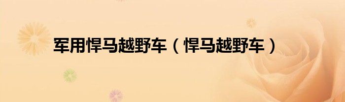 军用悍马越野车(悍马越野车)