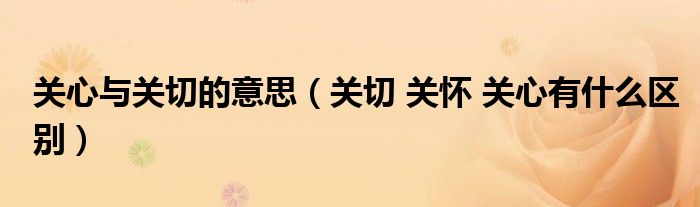 关心与关切的意思(关切 关怀 关心有什么区别)