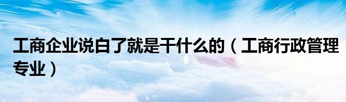 工商企业说白了就是干什么的(工商行政管理专业)