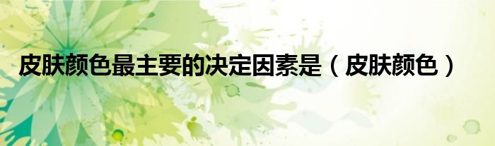 皮肤颜色最主要的决定因素是(皮肤颜色)