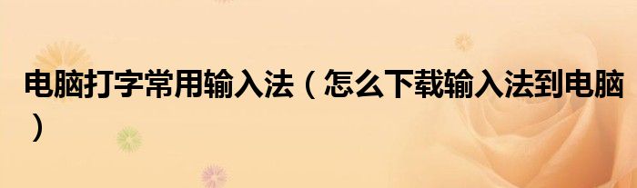电脑打字常用输入法(怎么下载输入法到电脑)