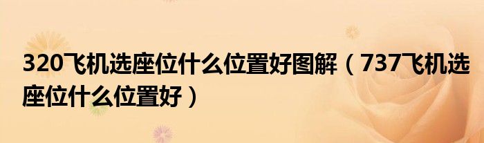 320飞机选座位什么位置好图解(737飞机选座位什么位置好)