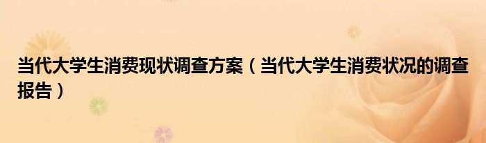 当代大学生消费现状调查方案(当代大学生消费状况的调查报告)