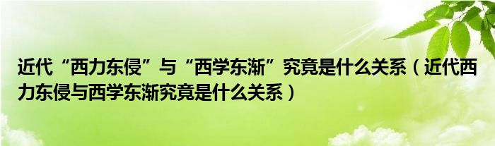 近代“西力东侵”与“西学东渐”究竟是什么关系(近代西力东侵与西学东渐究竟是什么关系)