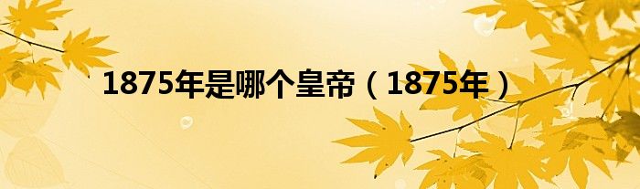 1875年是哪个皇帝(1875年)