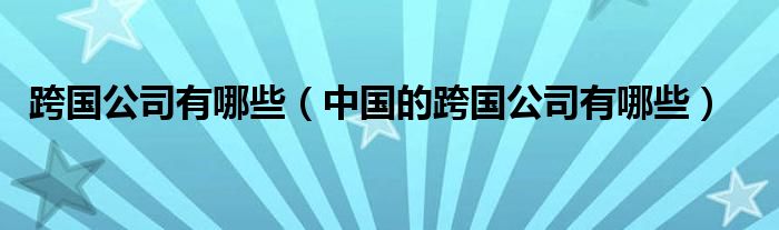 跨国公司有哪些(中国的跨国公司有哪些)