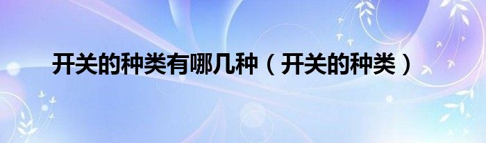开关的种类有哪几种(开关的种类)