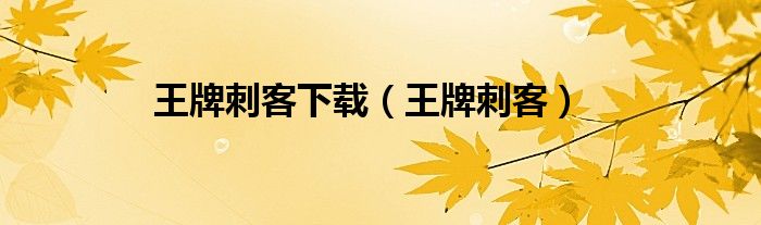 王牌刺客下载(王牌刺客)