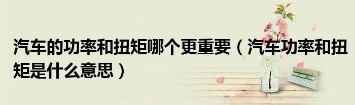 汽车的功率和扭矩哪个更重要(汽车功率和扭矩是什么意思)