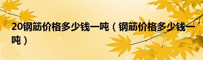 20钢筋价格多少钱一吨(钢筋价格多少钱一吨)