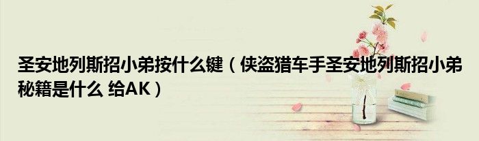 圣安地列斯招小弟按什么键(侠盗猎车手圣安地列斯招小弟秘籍是什么 给AK)