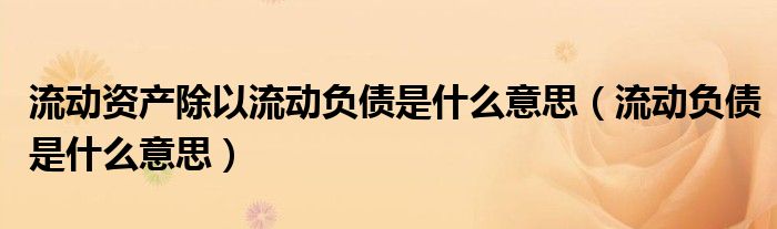 流动资产除以流动负债是什么意思(流动负债是什么意思)