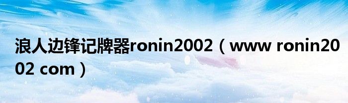 浪人边锋记牌器ronin2002(www ronin2002 com)