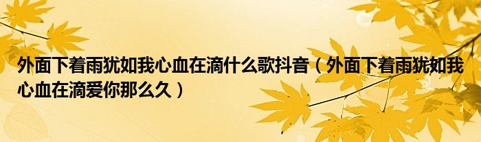 外面下着雨犹如我心血在滴什么歌抖音(外面下着雨犹如我心血在滴爱你那么久)