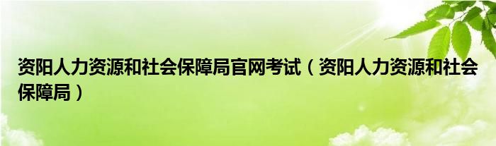 资阳人力资源和社会保障局官网考试(资阳人力资源和社会保障局)