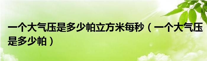 一个大气压是多少帕立方米每秒(一个大气压是多少帕)
