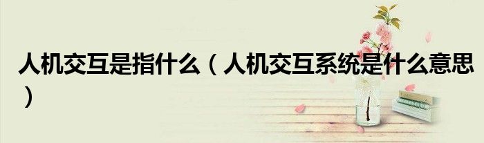 人机交互是指什么(人机交互系统是什么意思)