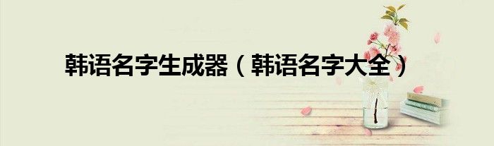 韩语名字生成器(韩语名字大全)