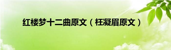 红楼梦十二曲原文(枉凝眉原文)