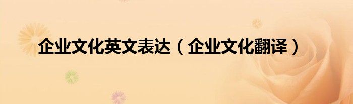 企业文化英文表达(企业文化翻译)