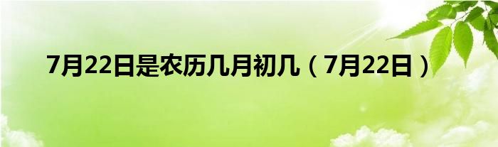 7月22日是农历几月初几(7月22日)